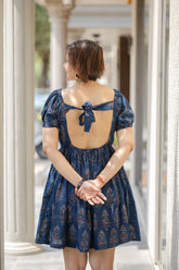 Blue Printed Half Sleeve Summer Dress